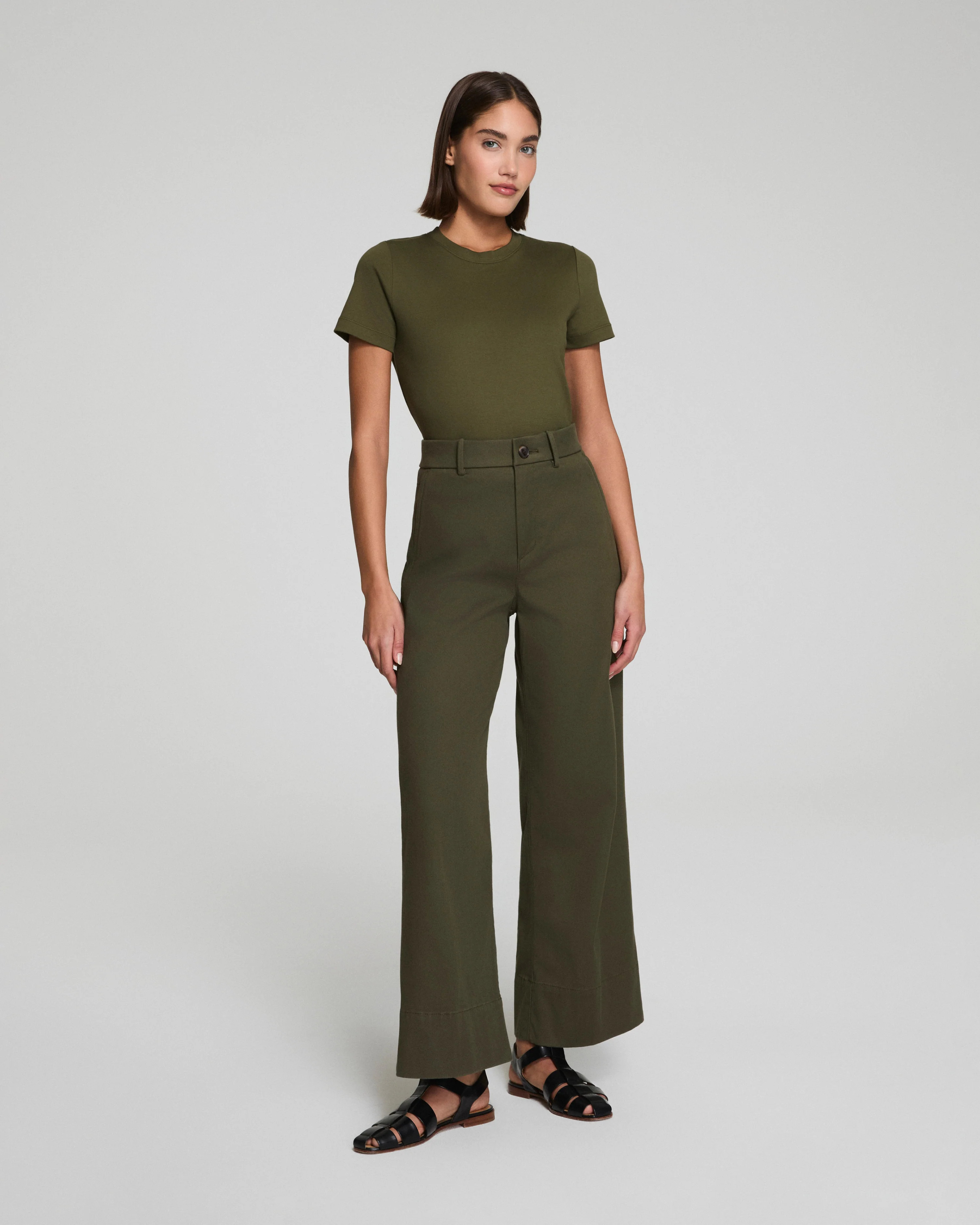 Stretch Twill Cropped Wide Leg Pant | SPANX | Spanx
