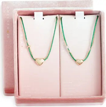 Set of 2 Demi Fine Mommy & Me Heart Cord Pendant Necklaces | Nordstrom