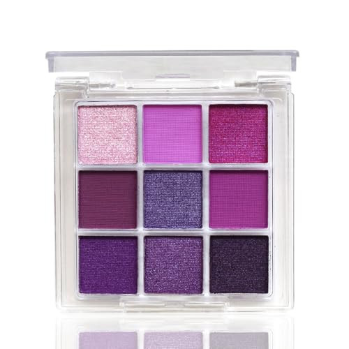 Yeweian Purple Glitter Matte Eyeshadow Palette, 9 Colors Shimmer High Pigmented Eyeshadow Powder, Dream Purple Eye Shadow Palette Makeup,Waterproof Blendable Colorful Eyeshadow Palette for Girl Women | Amazon (US)