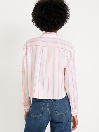 Cropped Button-Down Striped Shirt | Old Navy (US)