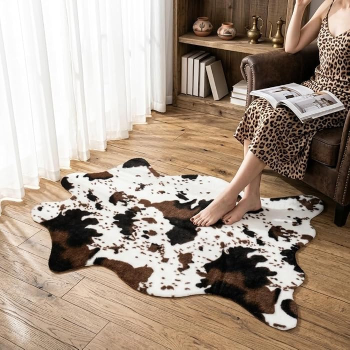 Cow Print Faux Cowhide Rug 2'6"x3'7", Western Small Area Decor | Amazon (US)