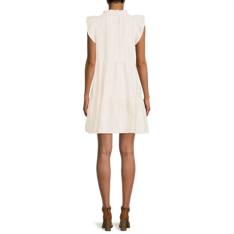 Time and Tru Women's Woven Flutter Sleeve Dress - Walmart.com | Walmart (US)