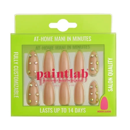 PaintLab Medium Almond Press On False Nails 3D Nude Diamonds 30 Count | Walmart (US)