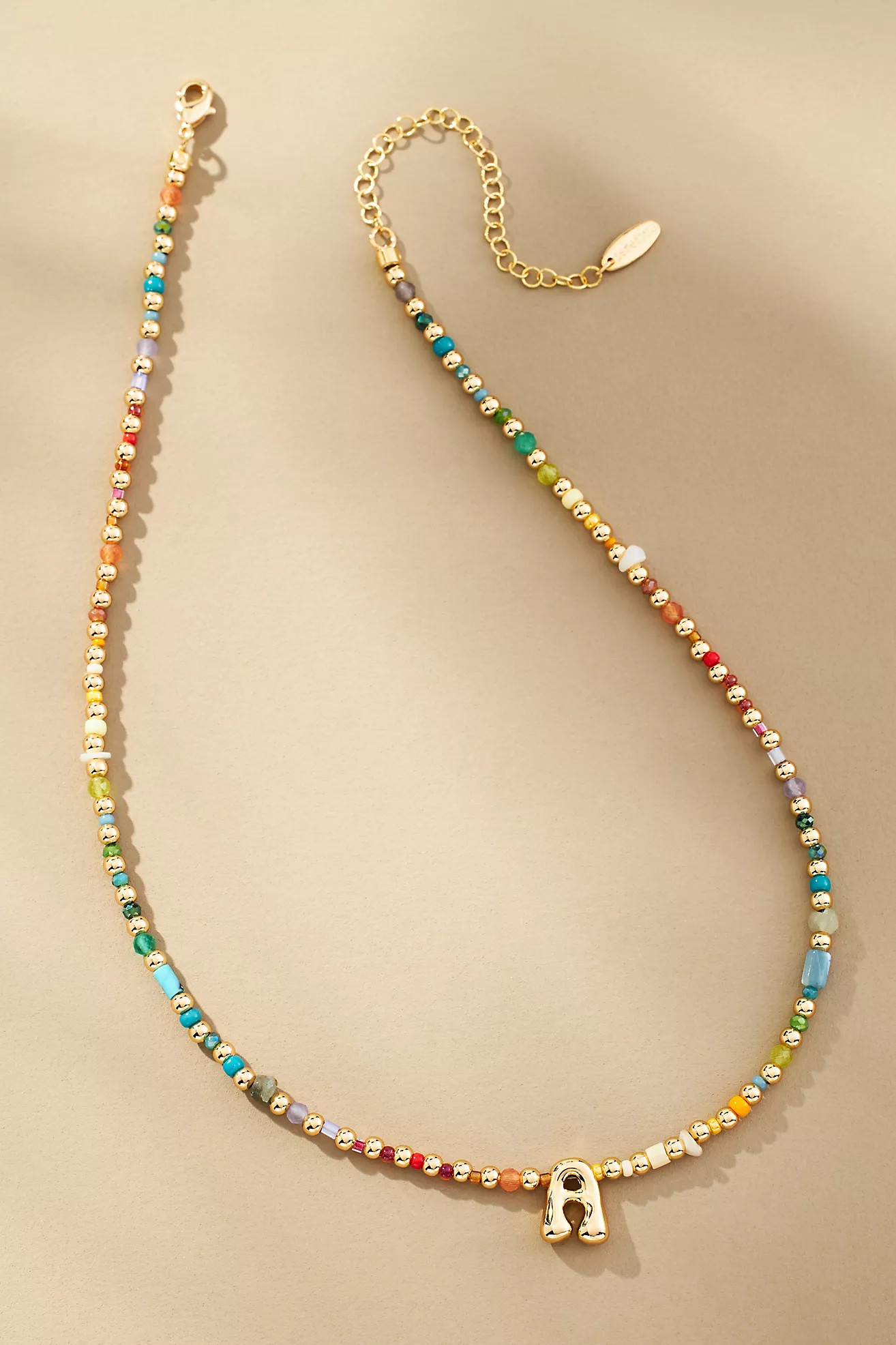 Beaded Bubble Letter Monogram Necklace | Anthropologie (UK)