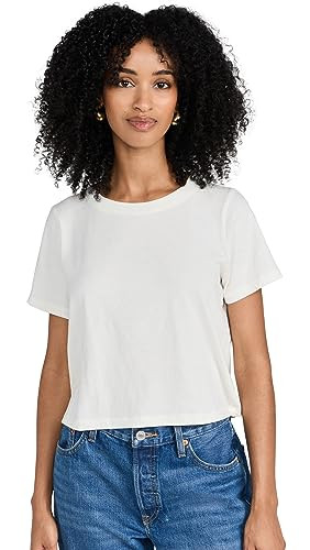 Madewell Women's Soft Fade Cotton Boxy Crop Tee, Lighthouse, White, S | Amazon (US)