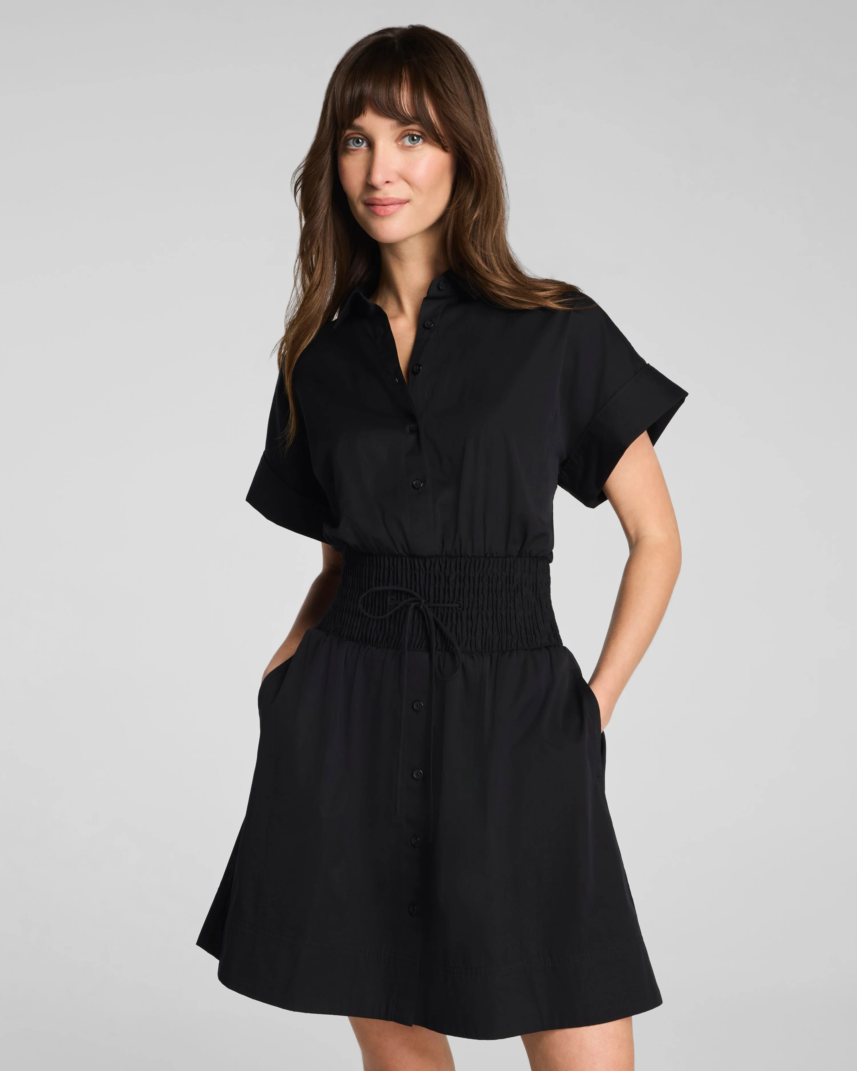 SPANX® Poplin Smocked Mini Shirt Dress | Supima® Cotton | Spanx