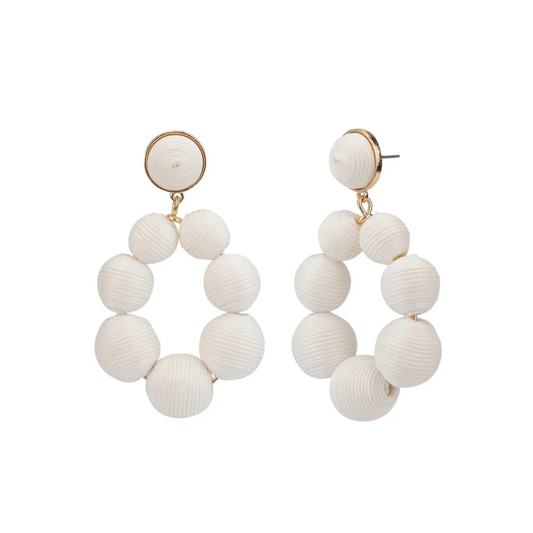 Time and Tru Women's White Thread Ball Drop Earring | Walmart (US)