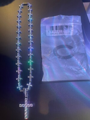 CERNUCCI 10MM ICED CZ CROSS CHAIN WITH 35MM CROSS PENDANT  | eBay | eBay UK