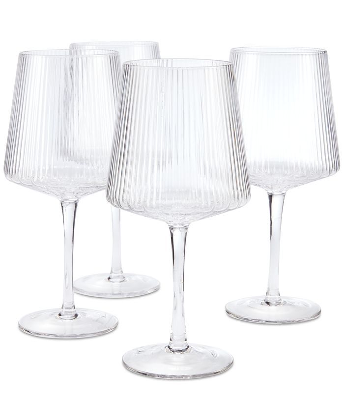 Hotel Collection Clear Fluted Wine Glasses, Set of 4, Created for Macy's  & Reviews - Glassware &... | Macys (US)