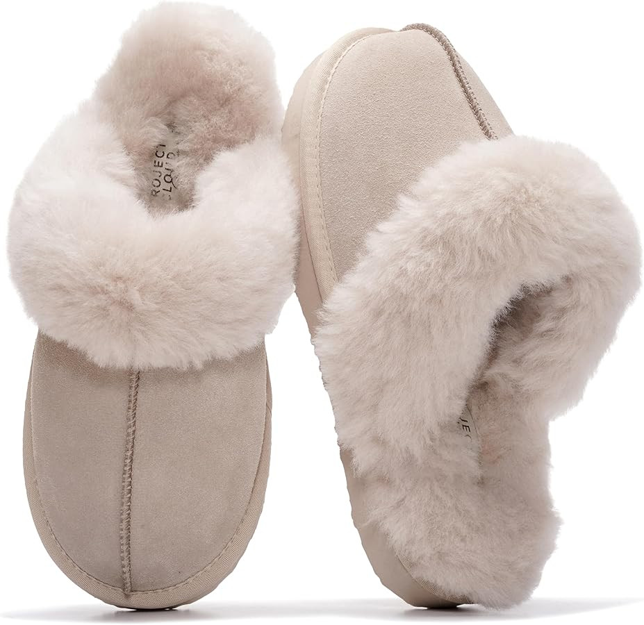 Project Cloud 100% Genuine Leather Slippers for Women Footwear with Genuine Fur Lining Womens Clo... | Amazon (US)