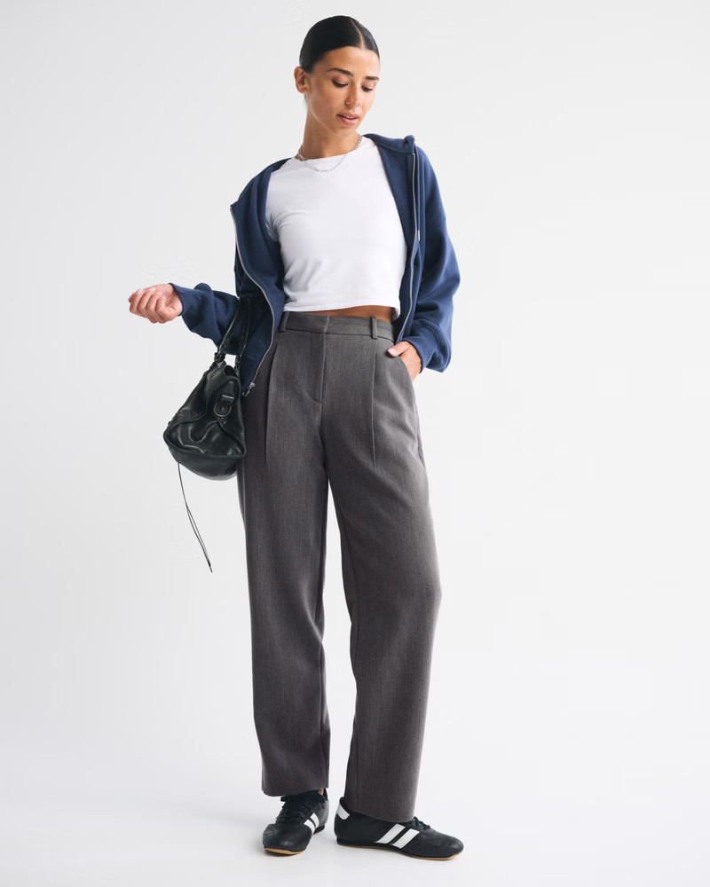 Curve Love A&F Sloane Tailored Wide Leg Pant | Abercrombie & Fitch (US)