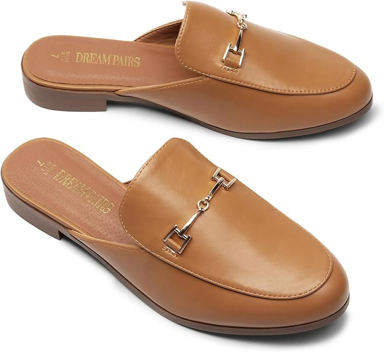 DREAM PAIRS Mules for Women Flats Comfortable Buckle Mules Slip on Slides Backless Loafers Shoes | Amazon (US)
