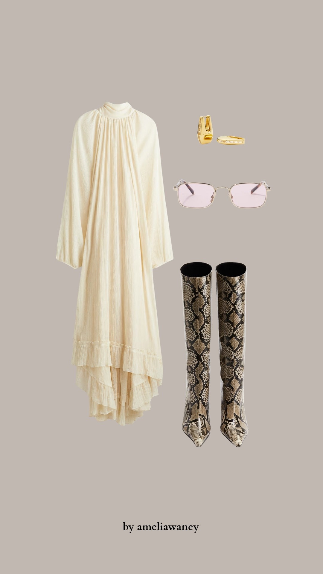 H&M autumn winter snakeskin boots Chloe style maxi dress Missoma London earrings Miumiu sunglasses boho chic 

#LTKStyleTip