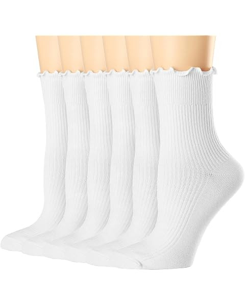 Fandecie 8 Pairs Frilly Socks Women,Ruffle Socks for Girl Women,Solid Color Lettuce Edge Comfort ... | Amazon (US)