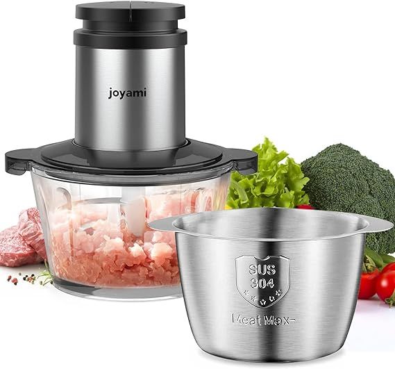 Food Processor with 2 Bowls, JOYAMI Electric Meat Chopper & Vegetable Grinder, 8-Cup Stainless St... | Amazon (US)