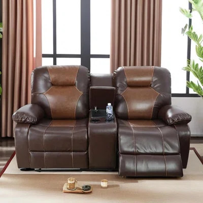Brown Bonded Leather Recliner Loveseat Sofa | Wayfair North America