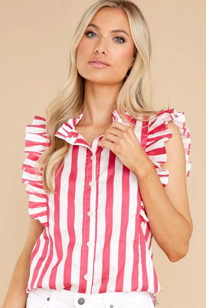 Ruthie Candy Stripe Ruffle Top | Red Dress 