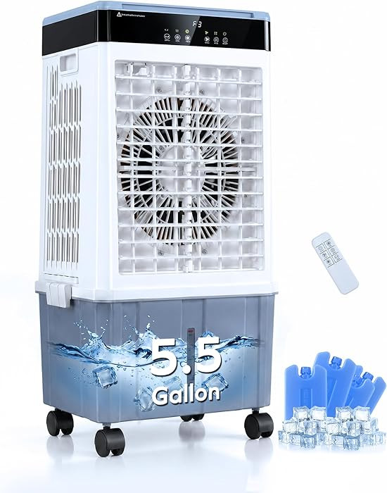 Air Choice Swamp Cooler, 3000CFM 31" Evaporative Air Cooler, 5.5Gal Removable Tank & 4 Ice Box, 1... | Amazon (US)