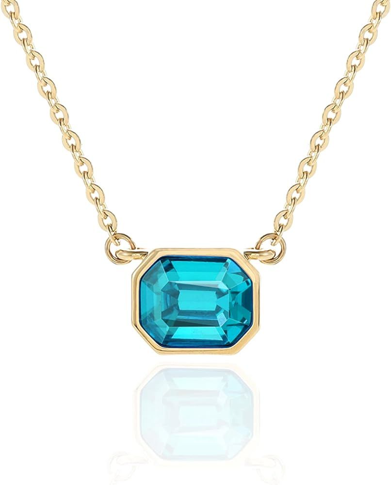 Birthstone Polygonal Crystal Pendant Necklaces, 14K Gold Plated Hypoallergenic Dainty Chain Neckl... | Amazon (CA)