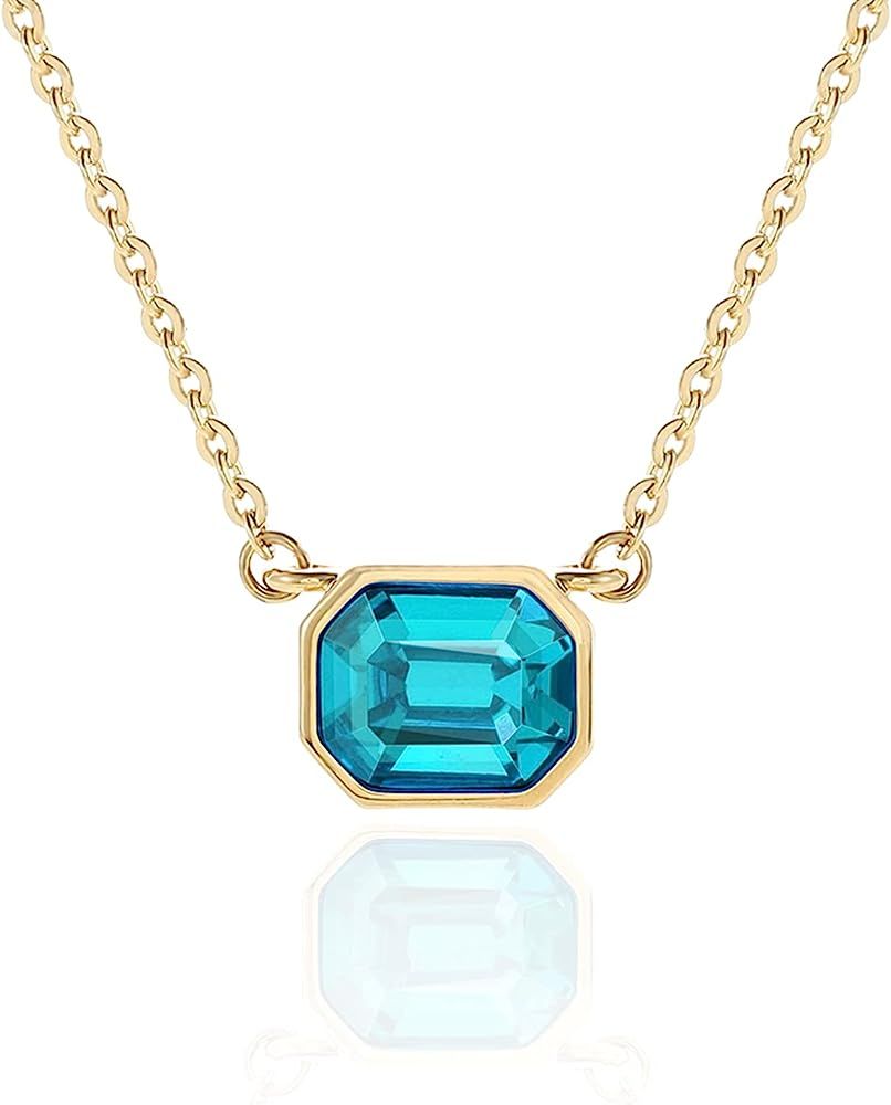Birthstone Polygonal Crystal Pendant Necklaces, 14K Gold Plated Hypoallergenic Dainty Chain Neckl... | Amazon (CA)