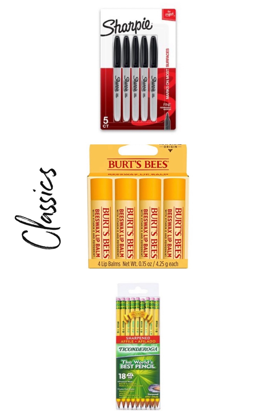 Want to add some timeless classics to your life? You can never go wrong with Sharpies, Burt’s Bees lip balm or Ticonderoga pencils. #office #lipbalm #chapstick #burtsbees #timeless 

#LTKhome #LTKkids #LTKfamily
