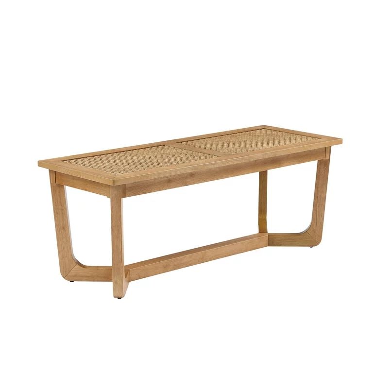 Beautiful Rattan & Wood Bench with Solid Wood Frame by Drew Barrymore,  Warm Honey Finish | Walmart (US)