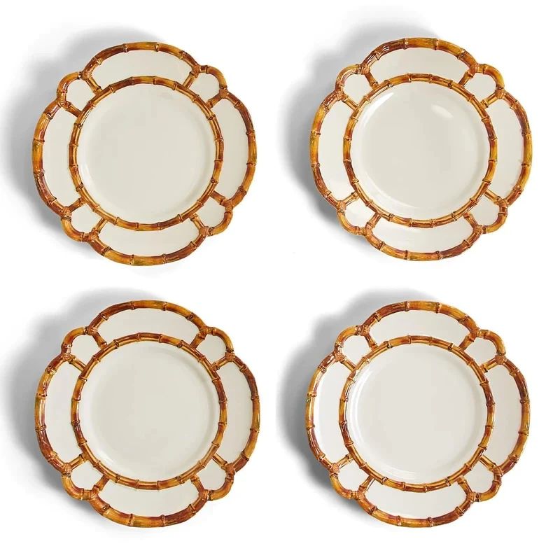 Bamboo Melamine Plates (Set of 4 - Two Size Options) | Sea Marie Designs