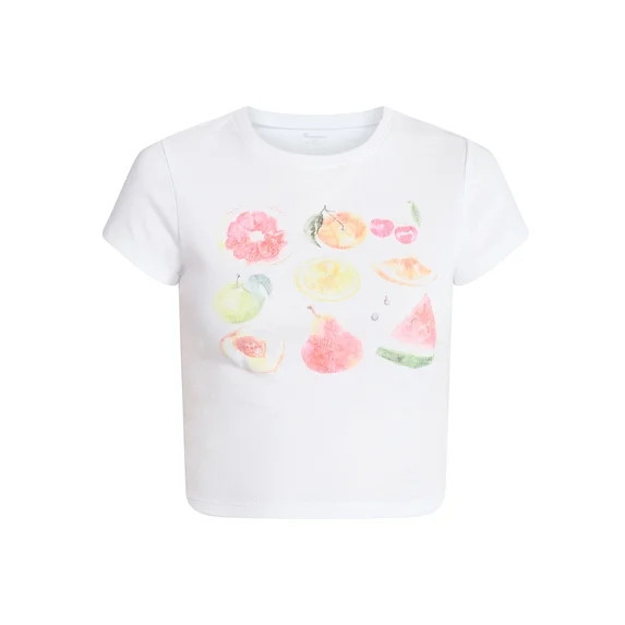 No Boundaries Ribbed Cotton Graphic Baby Tee with Short Sleeves, Women's XXS-XXL | Walmart (US)