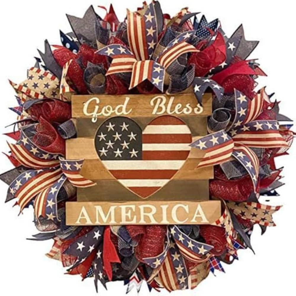4th of July Wreath for Front Door, 2025 New Patriotic Wreath Handmade Eagle Wreaths, Red White an... | Amazon (US)