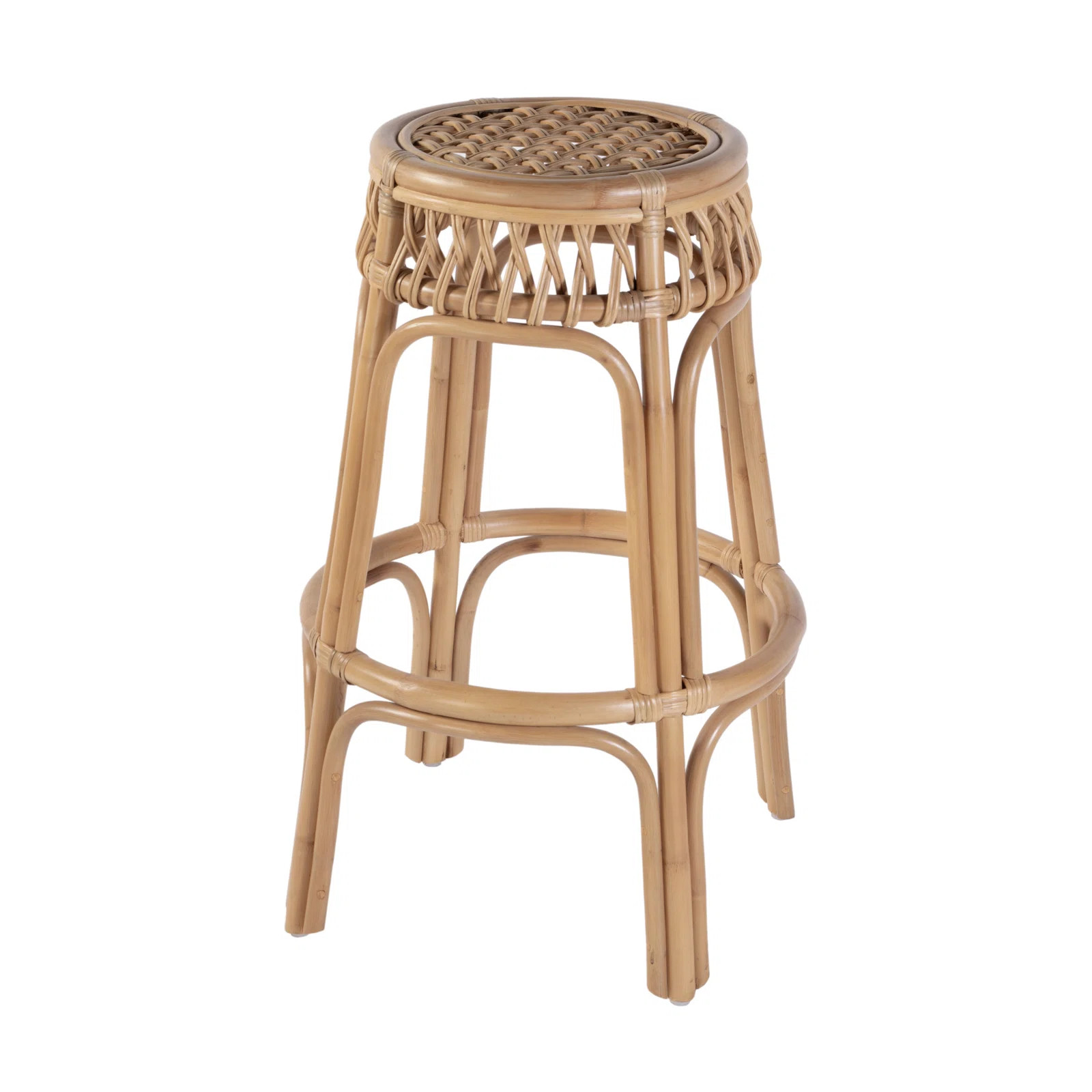 Beachwood Round Rattan Stool | Birch Lane