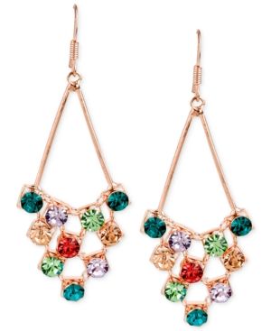 Haskell Rose Gold-Tone Multi-Hued Crystal Chandelier Earrings | Macys (US)