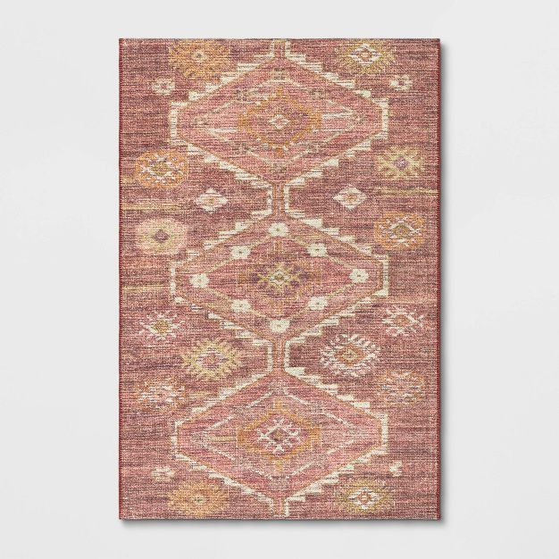 Southbury Washable Printed Diamond Persian Style Rug Rust - Threshold™ | Target