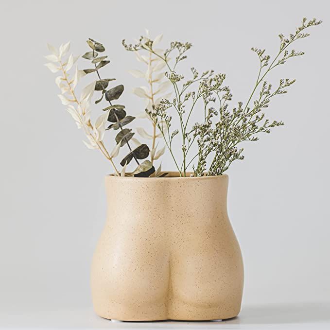 Body Vase Female Form, Butt Planter, Cheeky Flower Vases w/ Drainage, Speckled Matte Nude Ceramic... | Amazon (US)