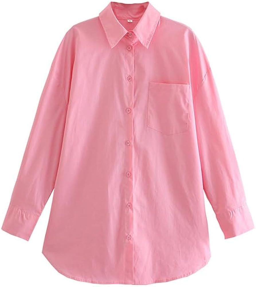 Yuiseaik Button Down Shirts for Women Long Sleeve Oversized Dressy Blouses Loose Fit Casual Top | Amazon (US)