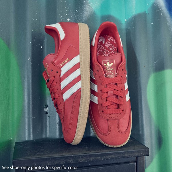 Womens adidas Samba OG Athletic Shoe - Better Scarlet / White / Gold Metallic | Journeys