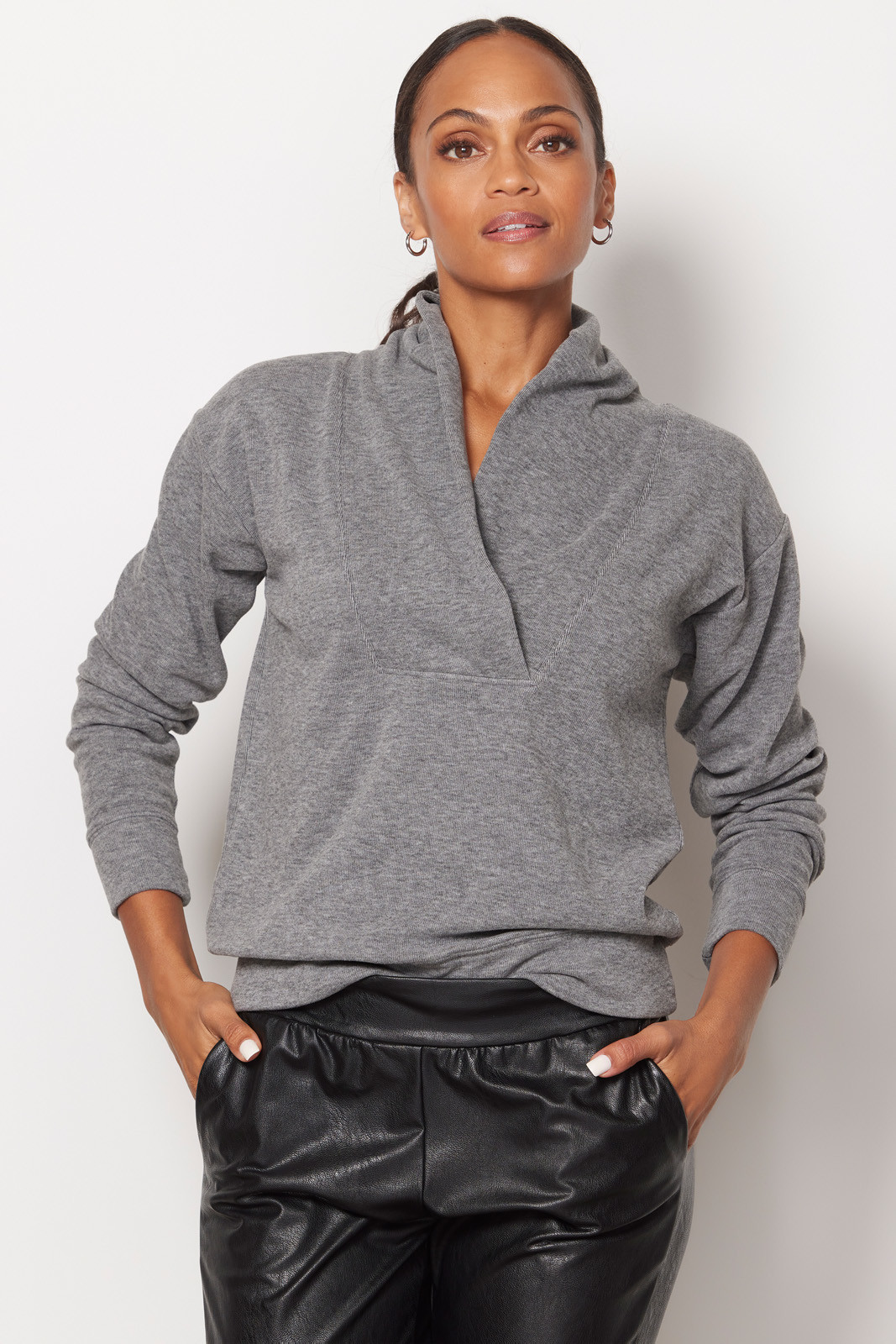 BOBI Devon Shawl Collar Sweatshirt | EVEREVE | Evereve