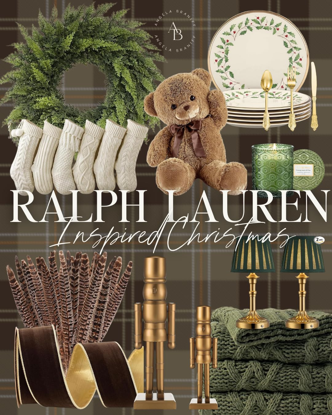 timeless tartan holiday décor, brass accents, velvet ribbons, and vintage-inspired home pieces t... | Amazon (US)