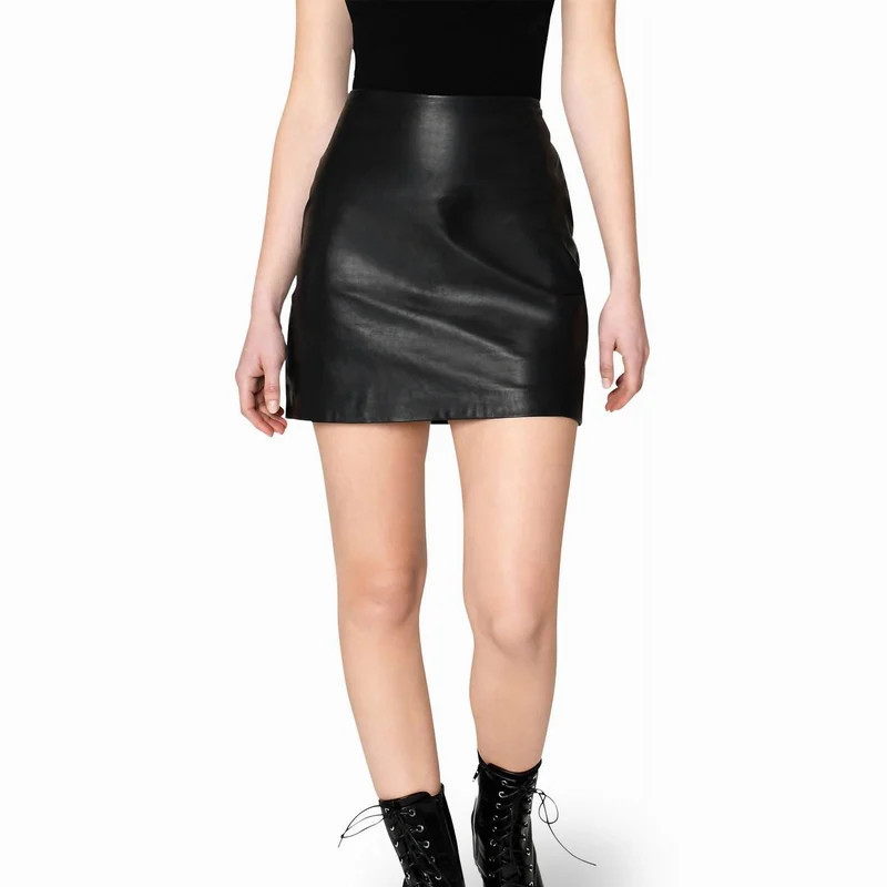 Nicole Miller Leather Mini Skirt In Black - Black - P | Verishop