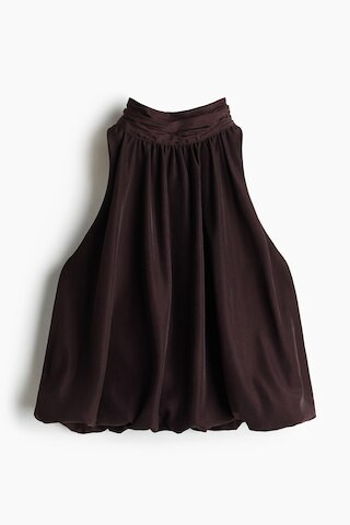 H & M - Bubble-Hem Halterneck Top - Brown | H&M (US + CA)