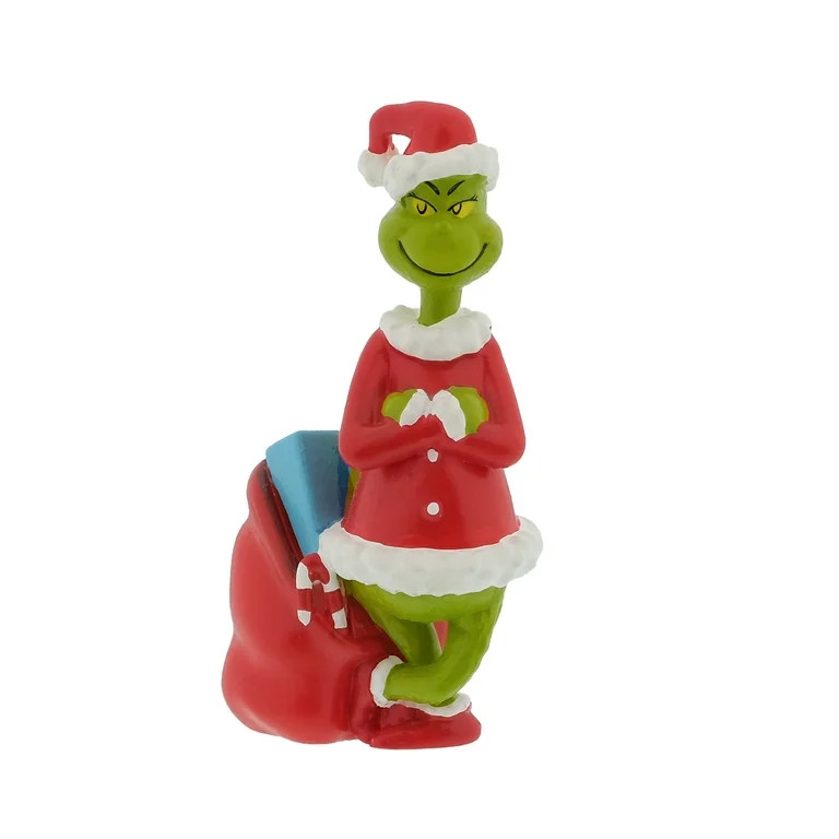 Dr. Seuss' The Grinch, Santa Grinch with Sack of Presents Christmas Village Figurine Accessories,... | Walmart (US)