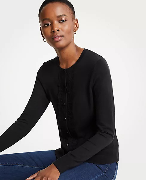Lace Trim Ann Cardigan | Ann Taylor (US)