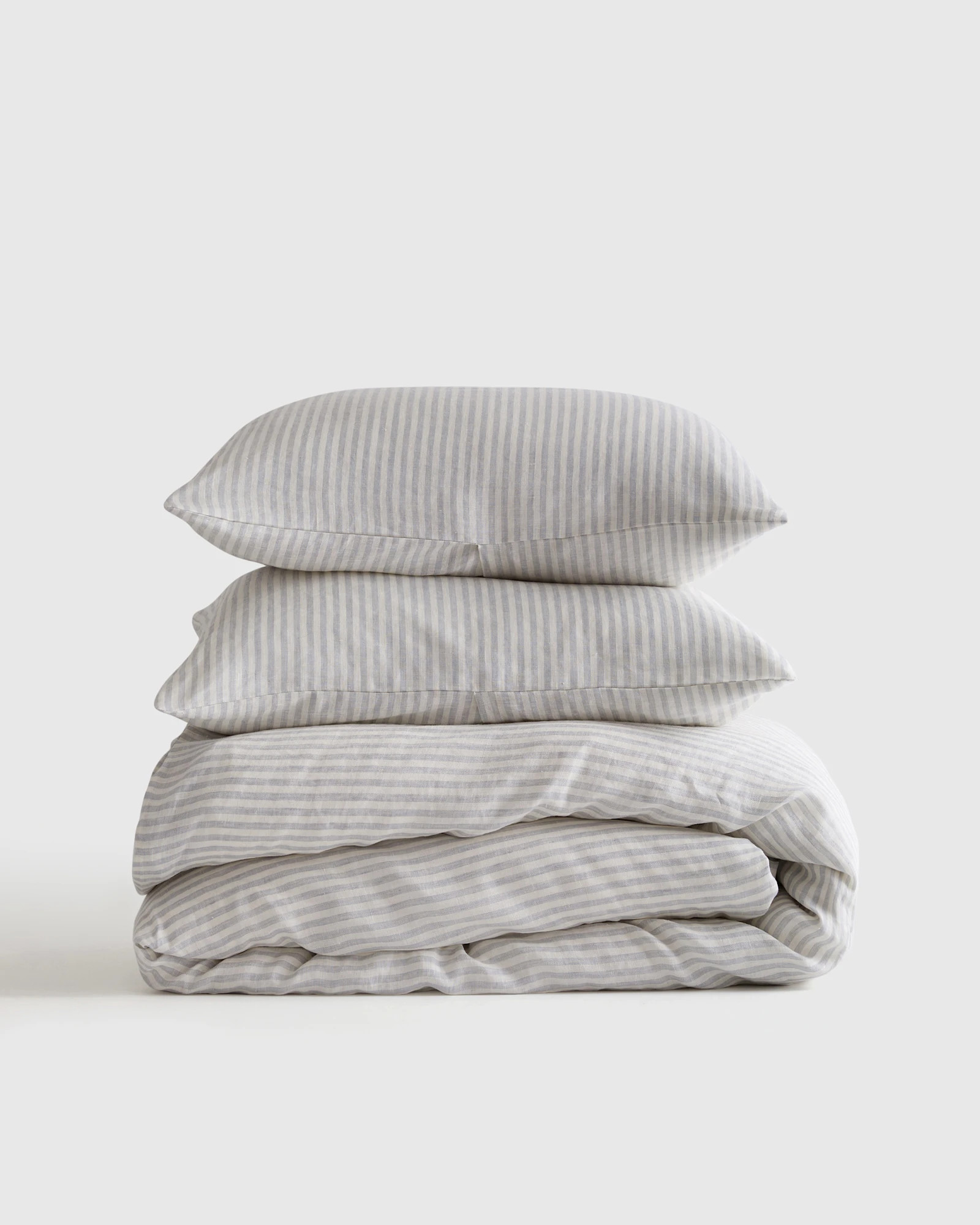 Quince | European Linen Stripe Duvet Cover Set in Pencil Stripe, Size Twin | Quince