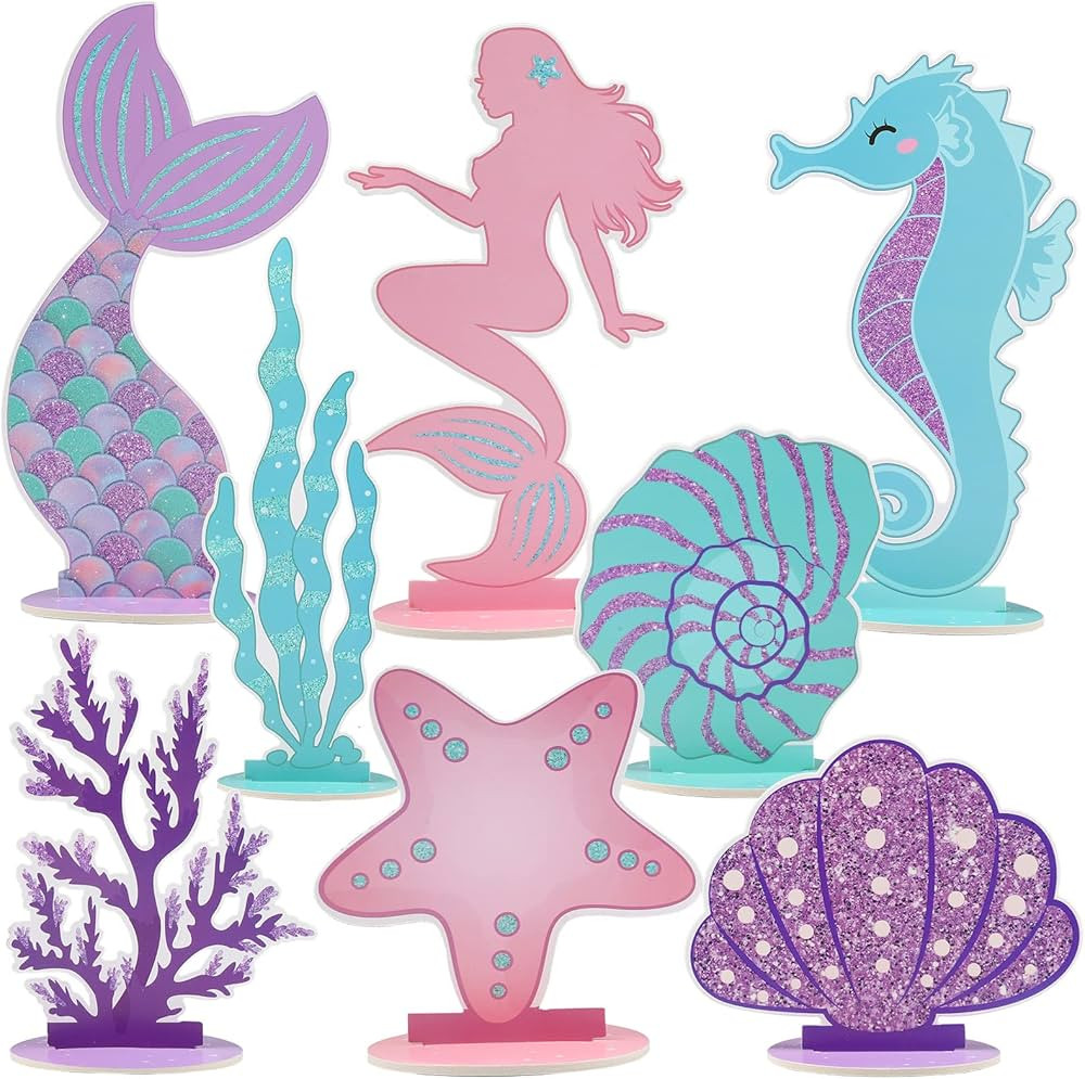 Mermaid Party Decorations Glitter Mermaid Table Centerpiece for Birthday Party Under The Sea Tabl... | Amazon (US)