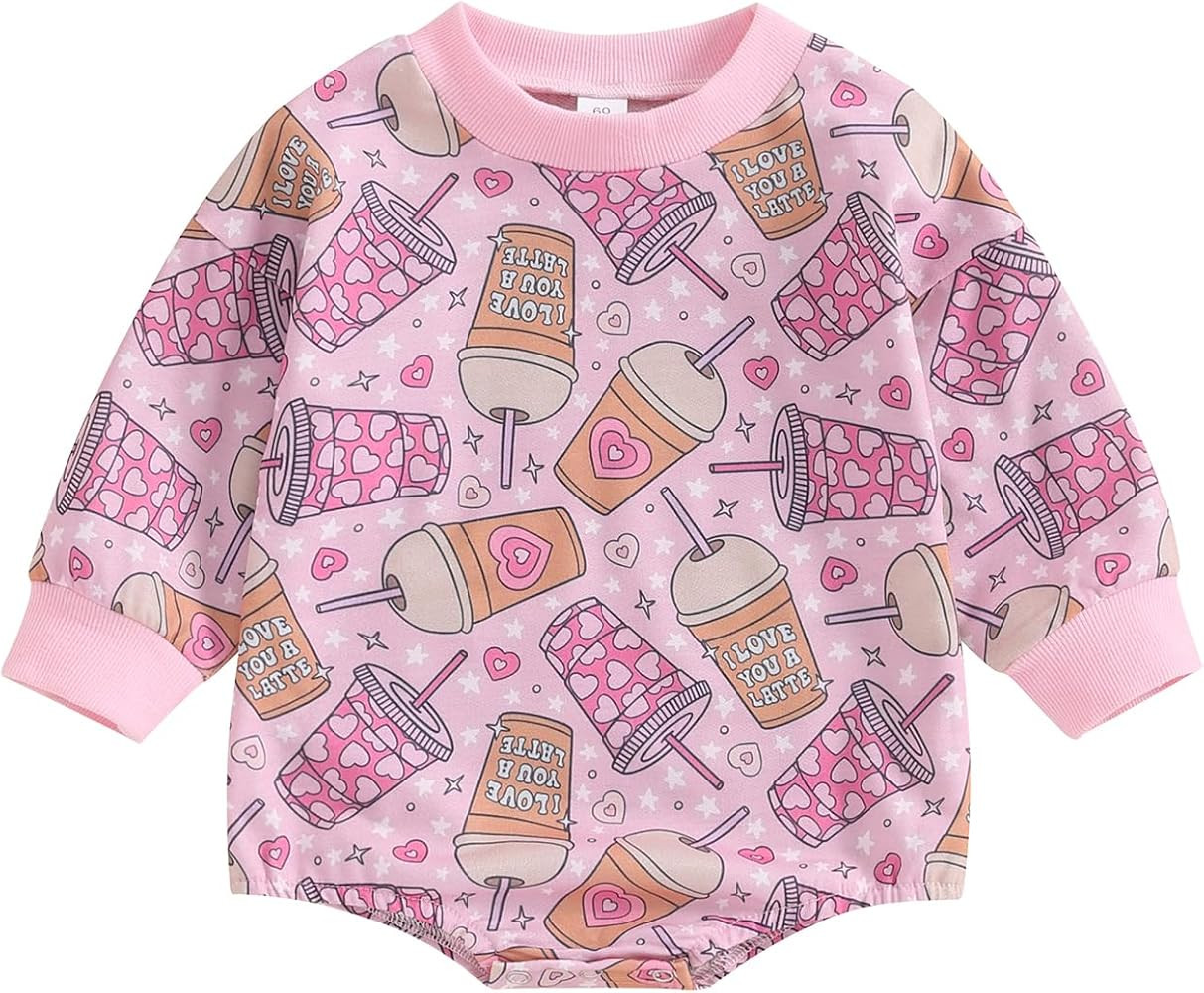 Socutebabe Baby Girl Boy Valentines Day Outfit Cute Heart Sweatshirts Bubble Romper Onesie Valent... | Amazon (US)