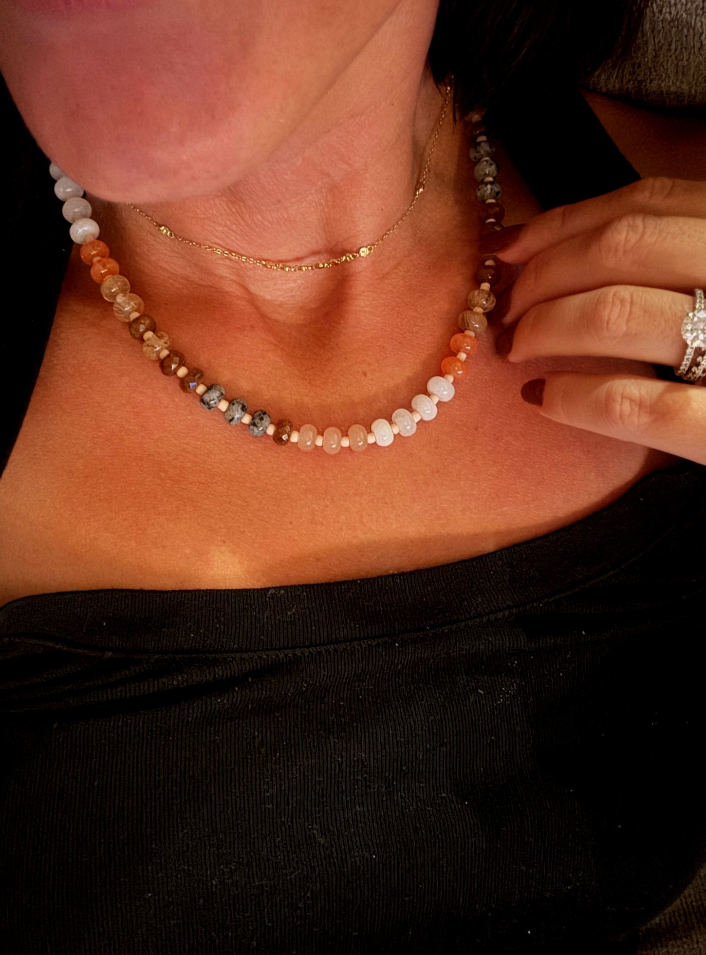 Today’s necklaces 💫

• Small beaded one // love the size of beads & neutral colors — literally goes with everything!!
• my everyday gold choker is 🫶🏻

#LTKootd #LTKOver40 #LTKSaleAlert