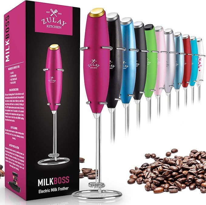 Zulay Original Milk Frother Handheld Foam Maker for Lattes - Whisk Drink Mixer for Bulletproof® ... | Amazon (US)