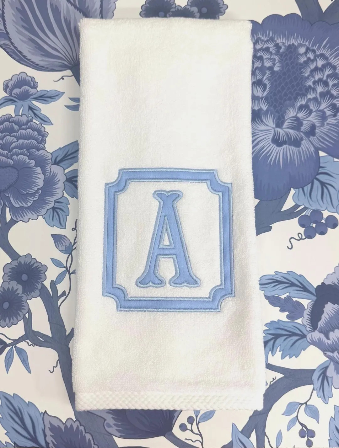 Embroidered Hand Towel Monogrammed Guest Towel Liberty London Applique Towel for Wedding Gift or ... | Etsy (US)