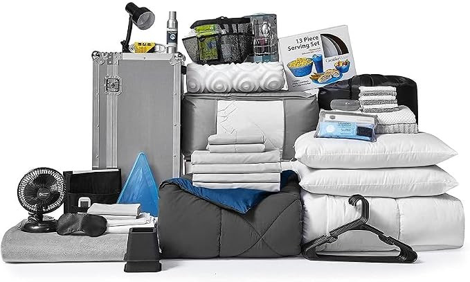 DormCo 100% Complete - Twin XL Bedding & Dorm Essentials Package - Granite Gray/Nightfall Navy Co... | Amazon (US)