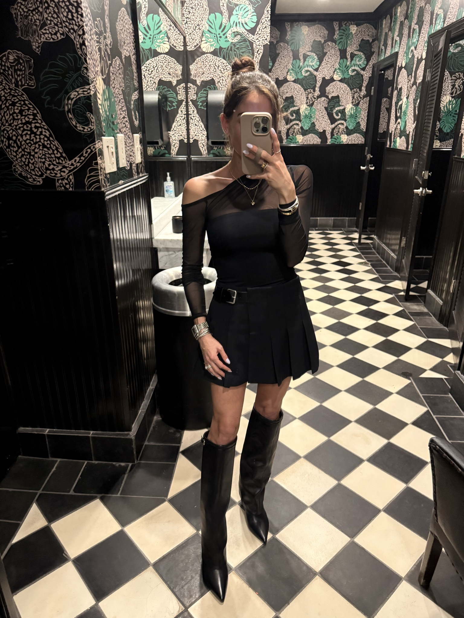 Date night outfit holiday outfit pleated skirt size xxs mesh bodysuit size xxs on sale boots code doubledose20 

#LTKFindsUnder50 #LTKPlusSize #LTKSaleAlert