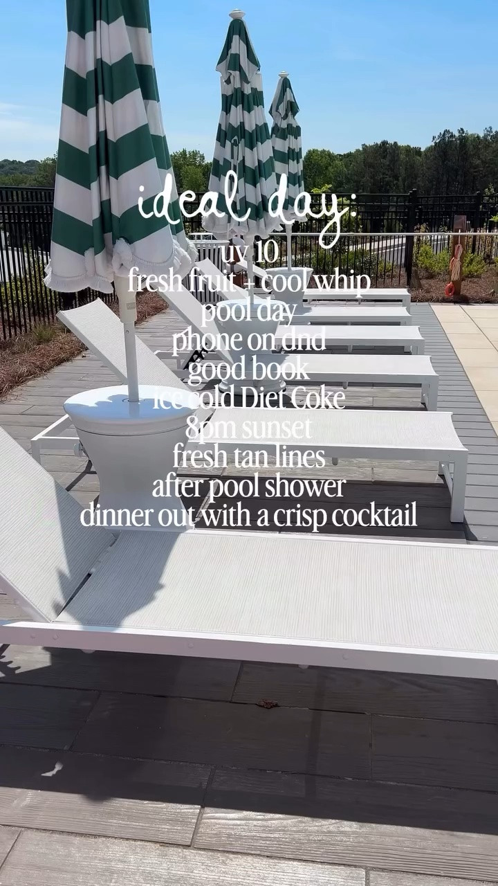 // ideal day 🐚👙☀️🤍🧴🍓 //